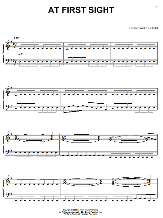 Yanni At First Sight sheet music notes and chords. Download Printable PDF.