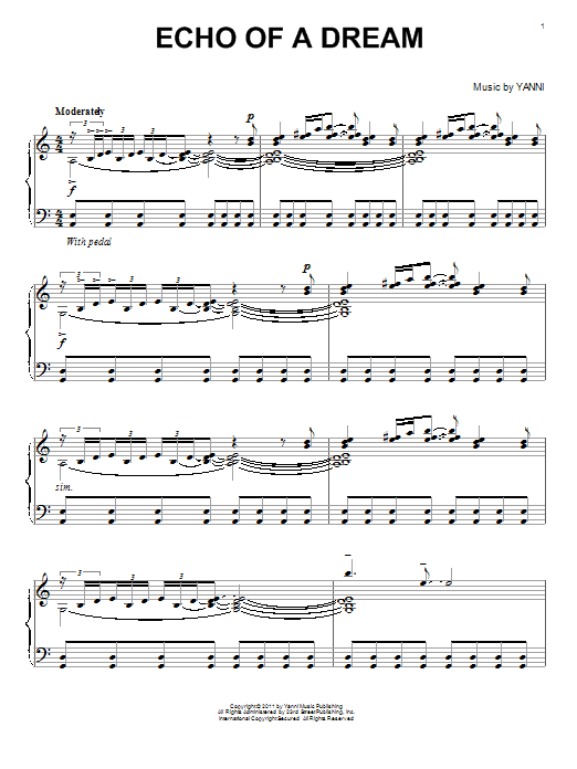 Yanni Echo Of A Dream sheet music notes and chords. Download Printable PDF.