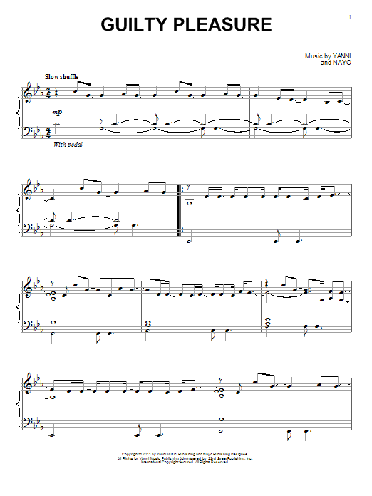 Yanni Guilty Pleasure sheet music notes and chords. Download Printable PDF.