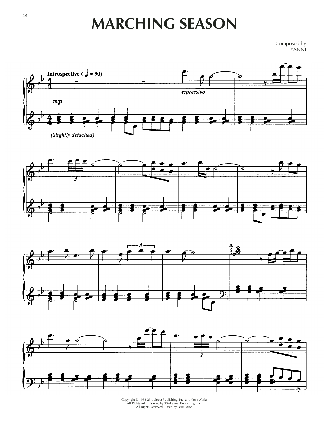 Yanni Marching Season sheet music notes and chords. Download Printable PDF.