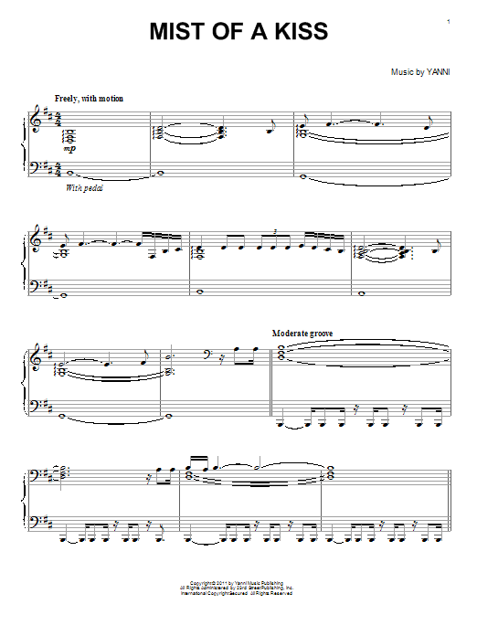 Yanni Mist Of A Kiss sheet music notes and chords. Download Printable PDF.