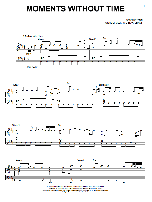 Yanni Moments Without Time sheet music notes and chords. Download Printable PDF.