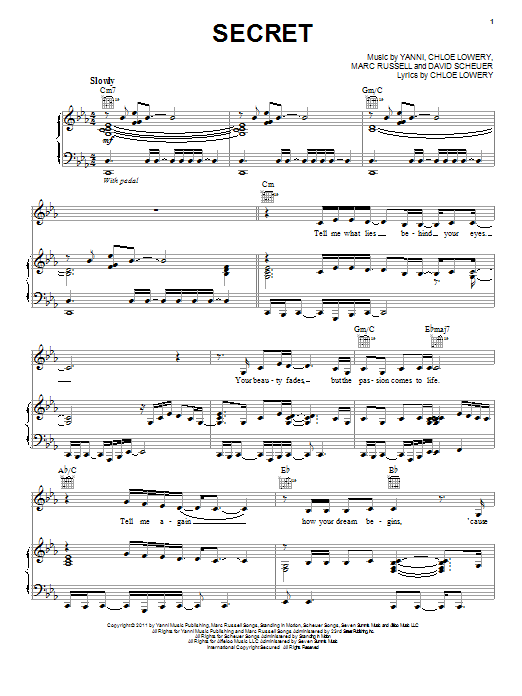 Yanni Secret sheet music notes and chords. Download Printable PDF.