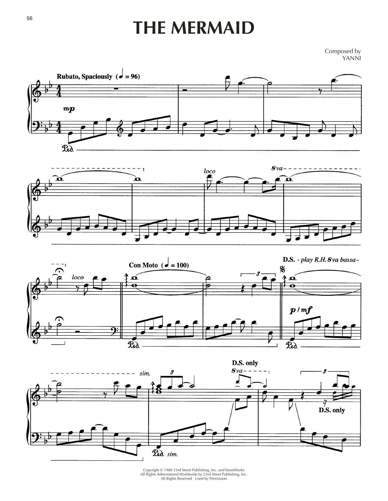 Yanni The Mermaid sheet music notes and chords. Download Printable PDF.