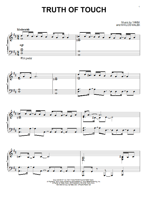 Learn to play Yanni Truth Of Touch sheet music for Piano Solo in minutes. Yanni Truth Of Touch sheet music notes and chords. Download Printable PDF.