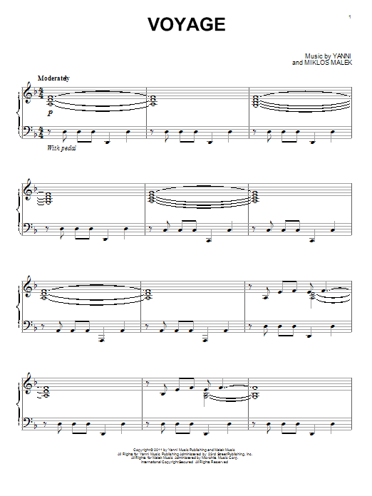 Yanni Voyage sheet music notes and chords. Download Printable PDF.