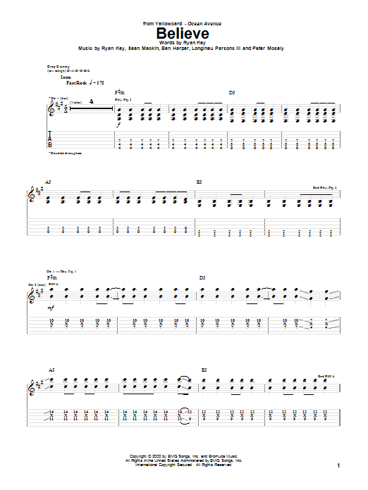 Learn to play Yellowcard Believe sheet music for Guitar Tab in minutes. Yellowcard Believe sheet music notes and chords. Download Printable PDF.