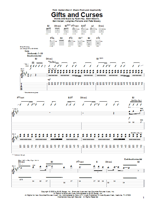 Yellowcard Gifts And Curses sheet music notes and chords. Download Printable PDF.