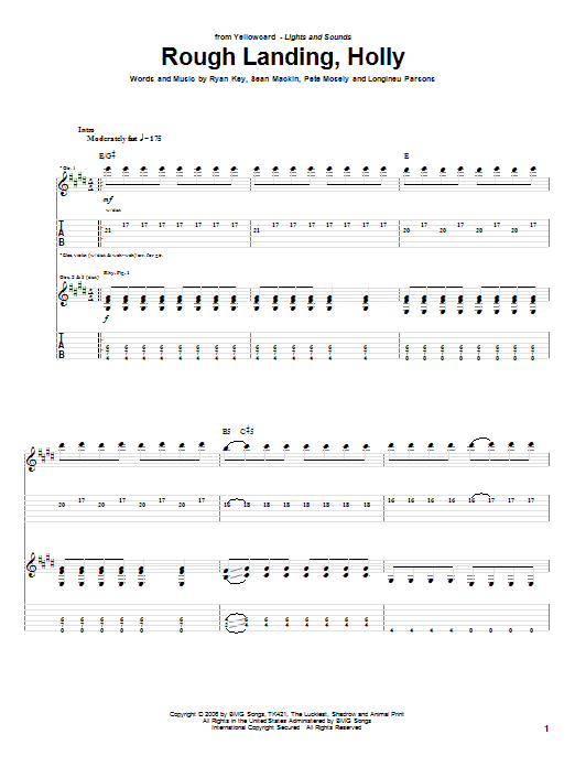 Yellowcard Rough Landing, Holly sheet music notes and chords. Download Printable PDF.