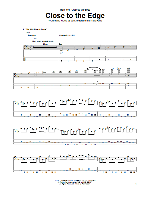 Yes Close To The Edge sheet music notes and chords. Download Printable PDF.