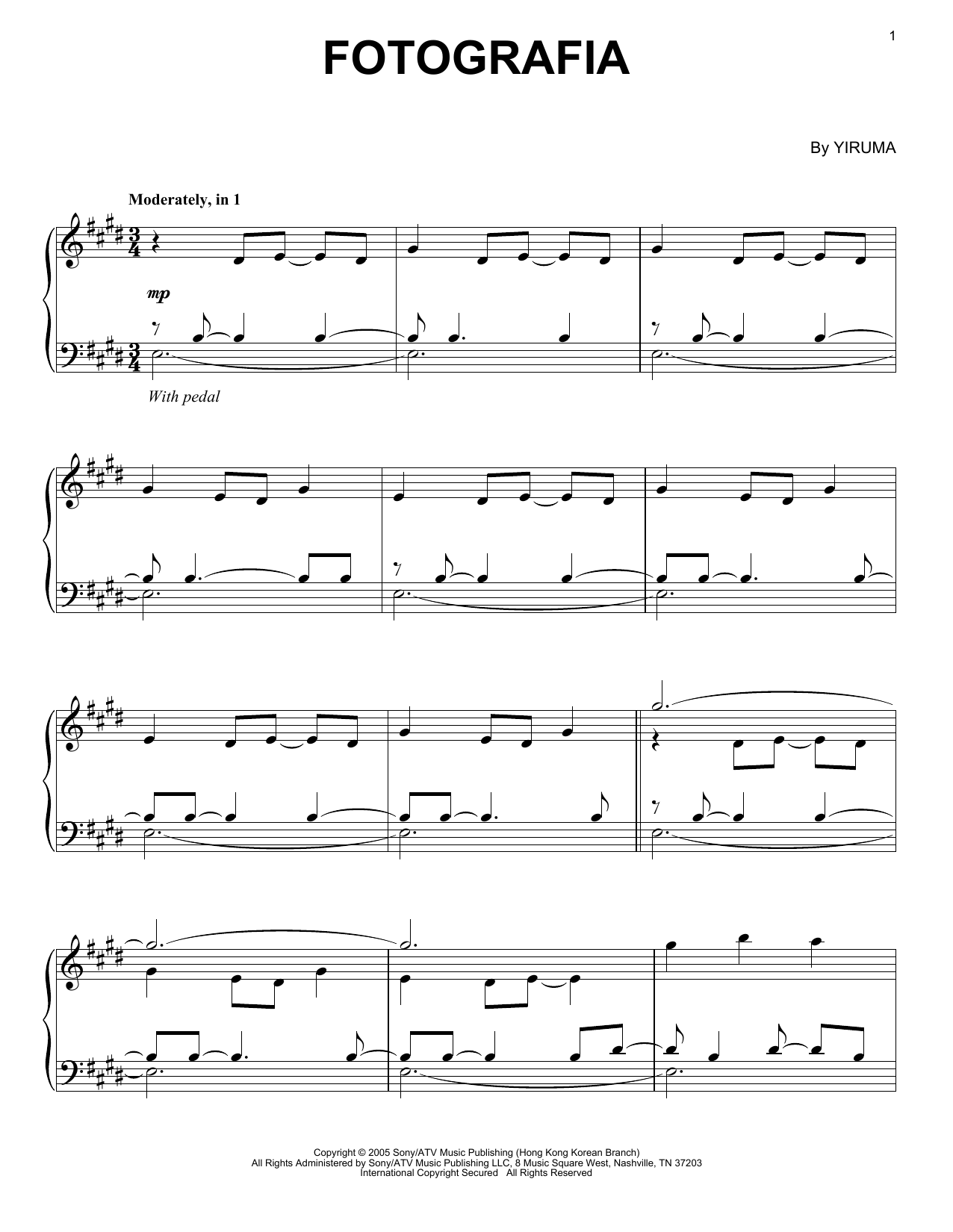 Yiruma Fotografia sheet music notes and chords. Download Printable PDF.