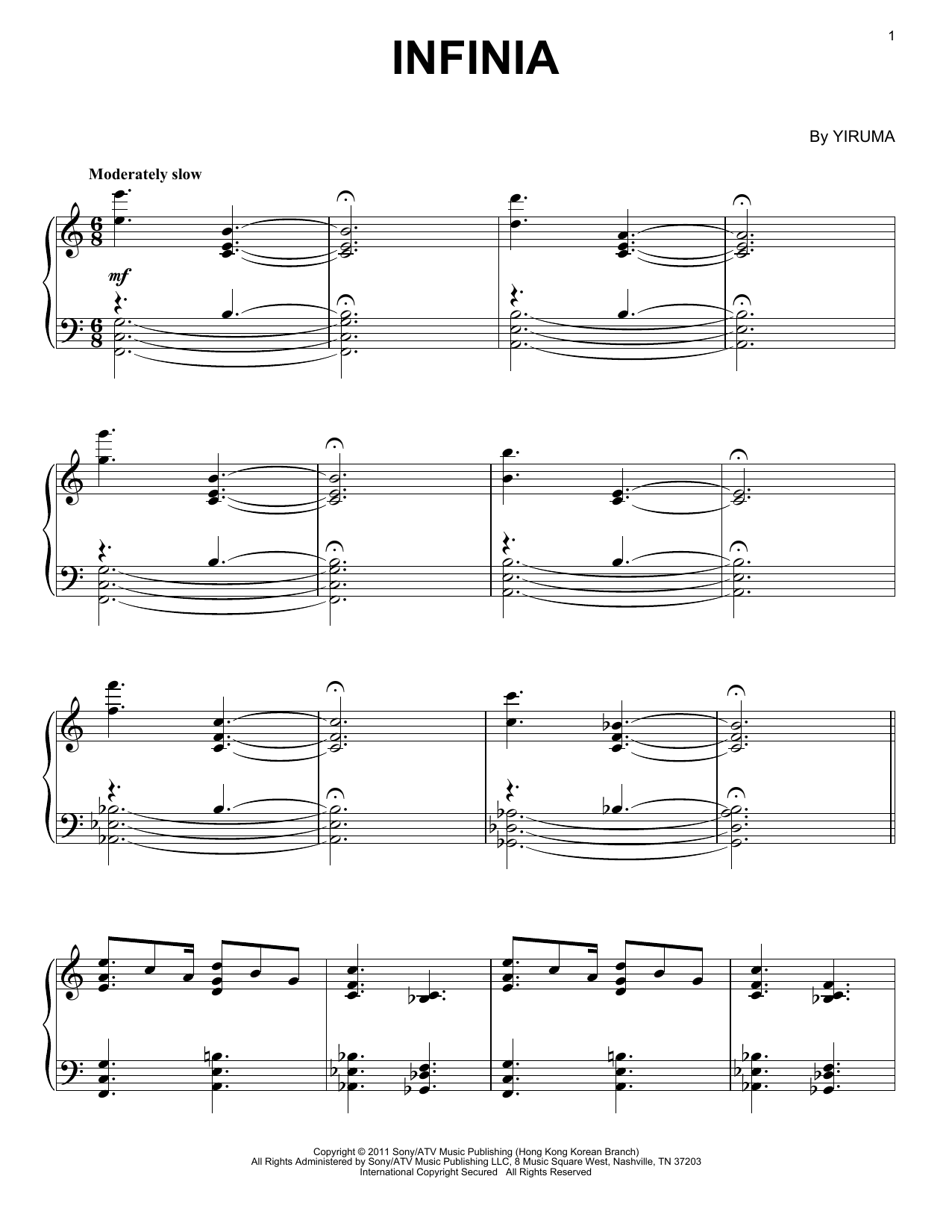 Yiruma Infinia sheet music notes and chords. Download Printable PDF.