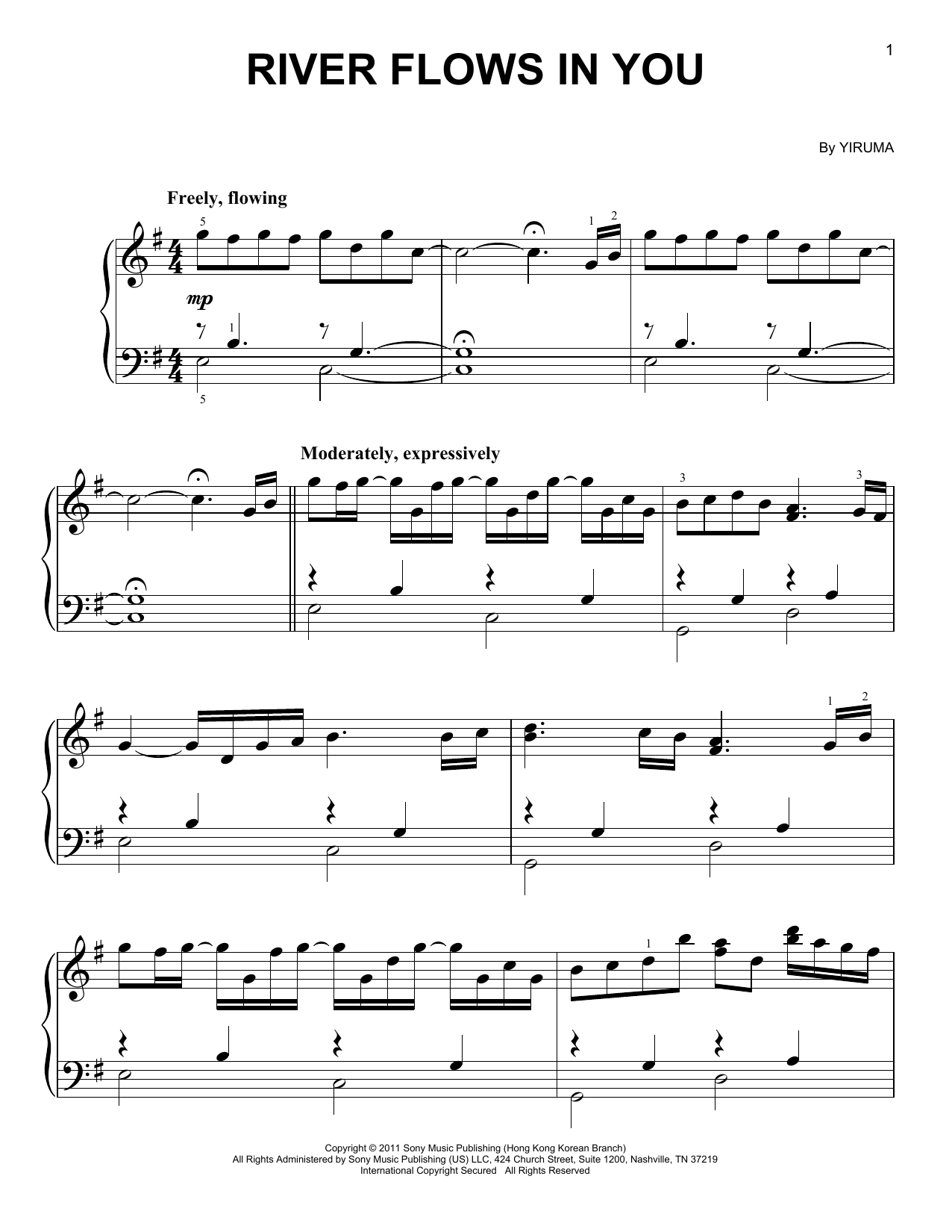 Yiruma River Flows In You sheet music notes and chords. Download Printable PDF.