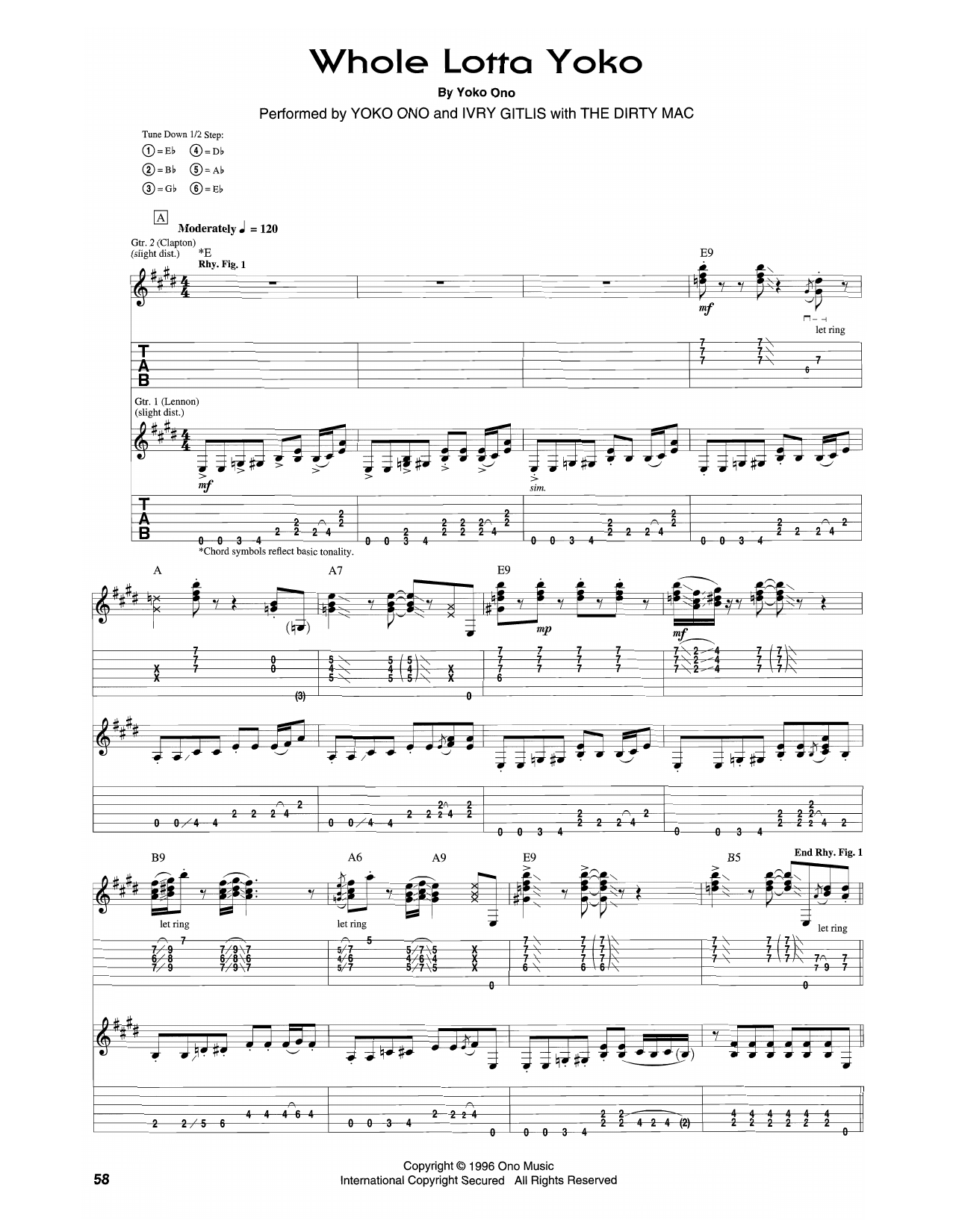 Yoko Ono Whole Lotta Yoko sheet music notes and chords. Download Printable PDF.