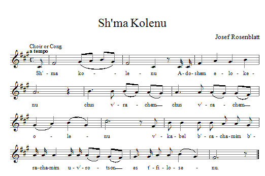 Yossele Rosenblatt Sh'ma Kolenu sheet music notes and chords. Download Printable PDF.