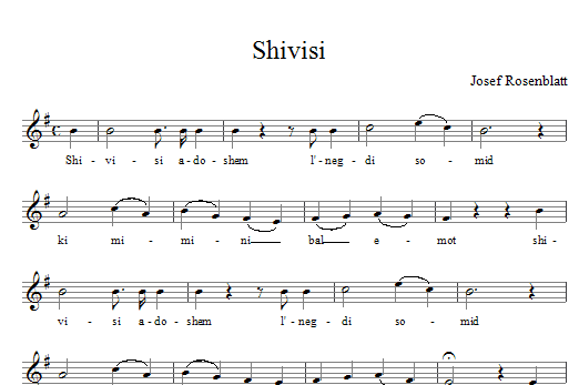 Yossele Rosenblatt Shivisi sheet music notes and chords. Download Printable PDF.