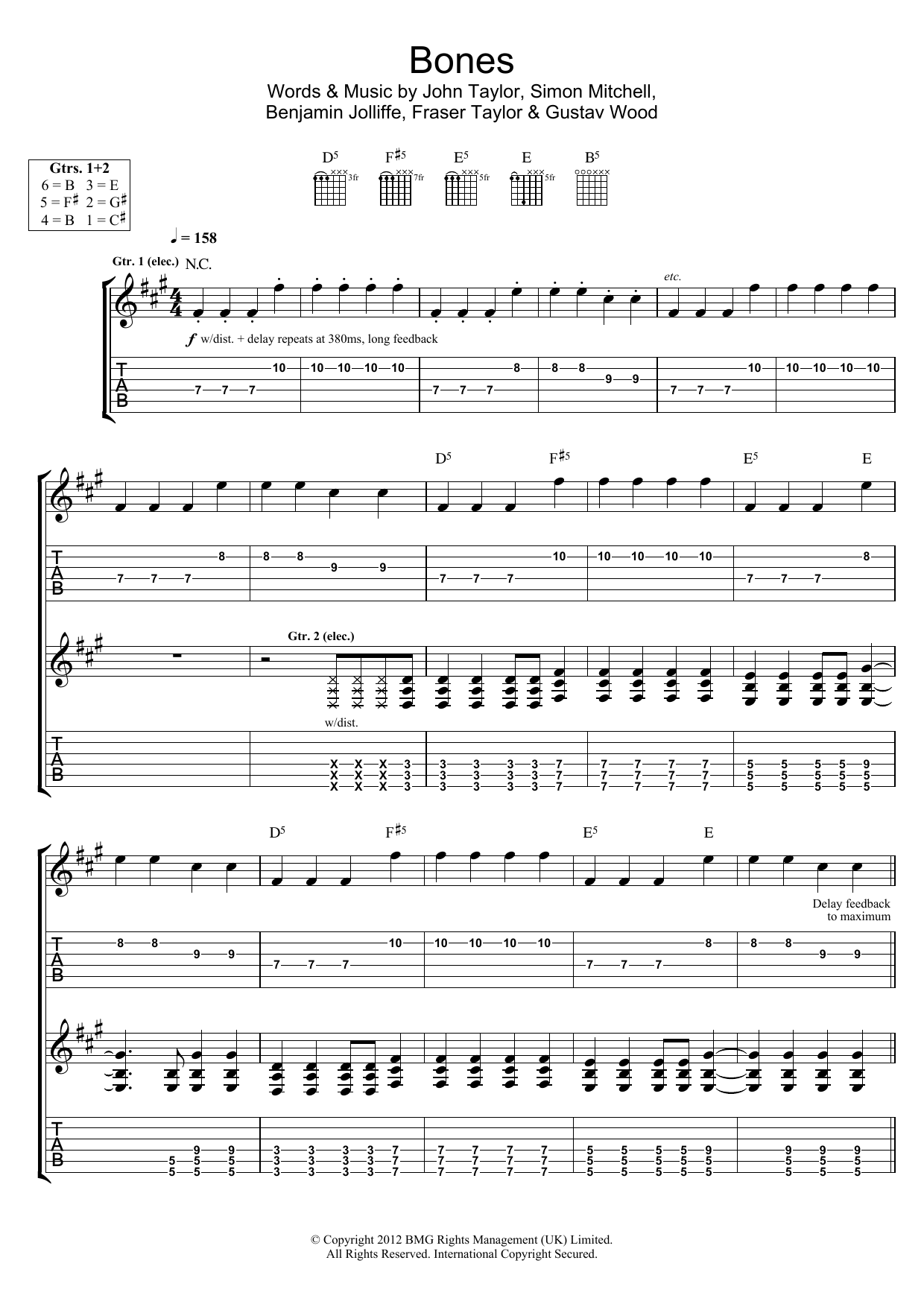 Young Guns Bones sheet music notes and chords. Download Printable PDF.