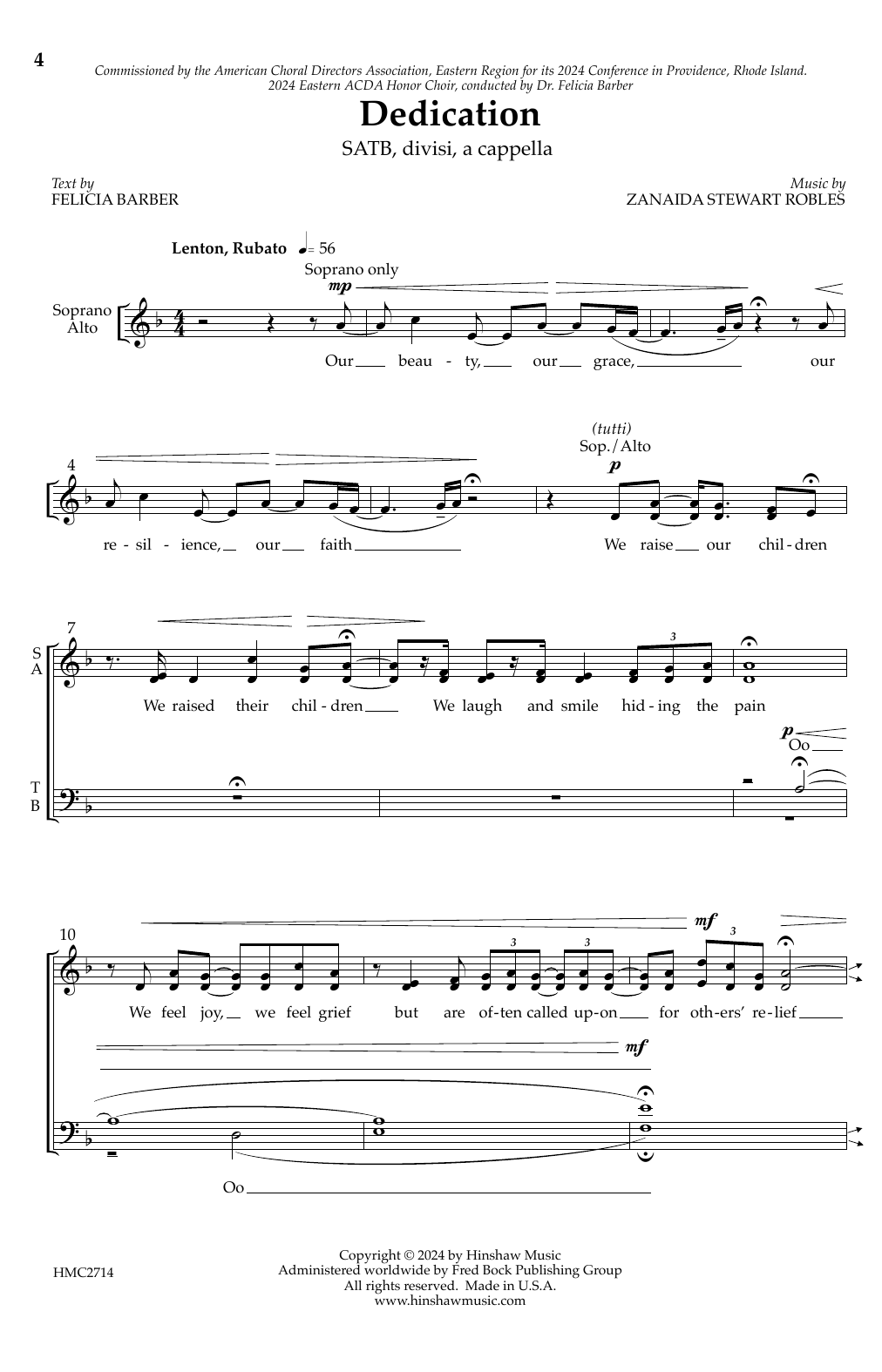 Zanaida Stewart Robles Dedication sheet music notes and chords. Download Printable PDF.