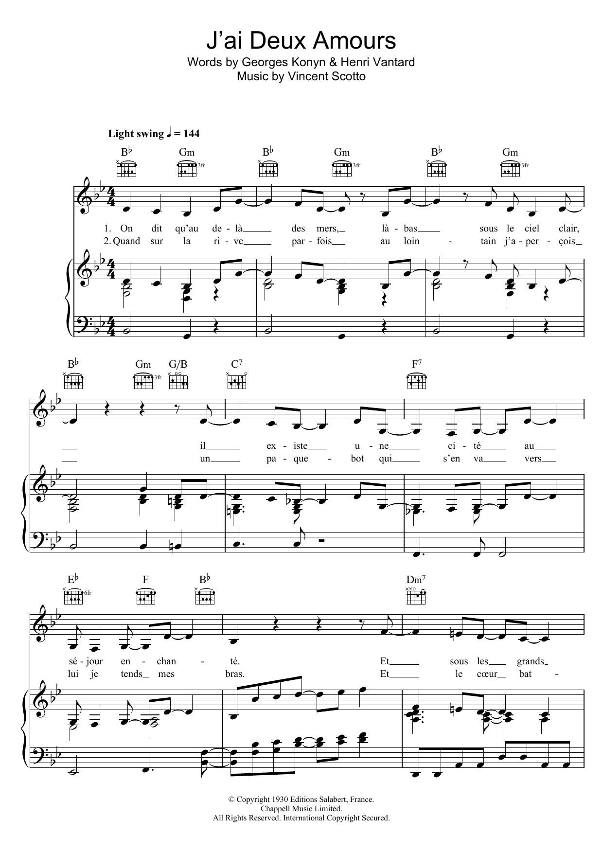 Zaz J'ai Deux Amours sheet music notes and chords. Download Printable PDF.