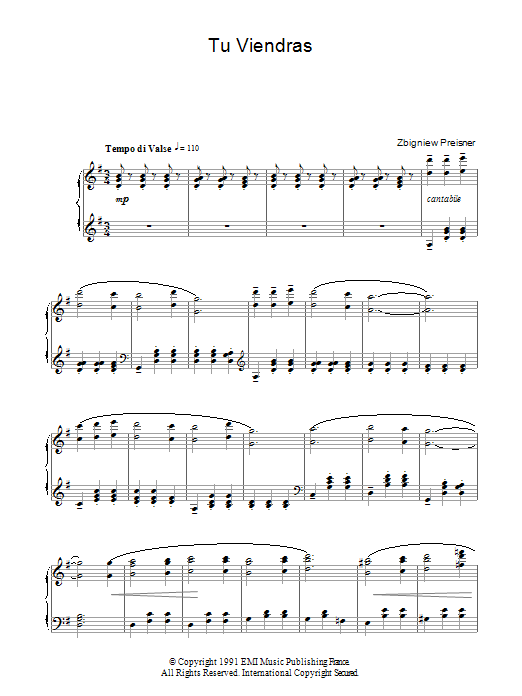 Learn to play Zbigniew Preisner Tu Viendras (from La Double Vie De Veronique) sheet music for Piano Solo in minutes. Zbigniew Preisner Tu Viendras (from La Double Vie De Veronique) sheet music notes and chords