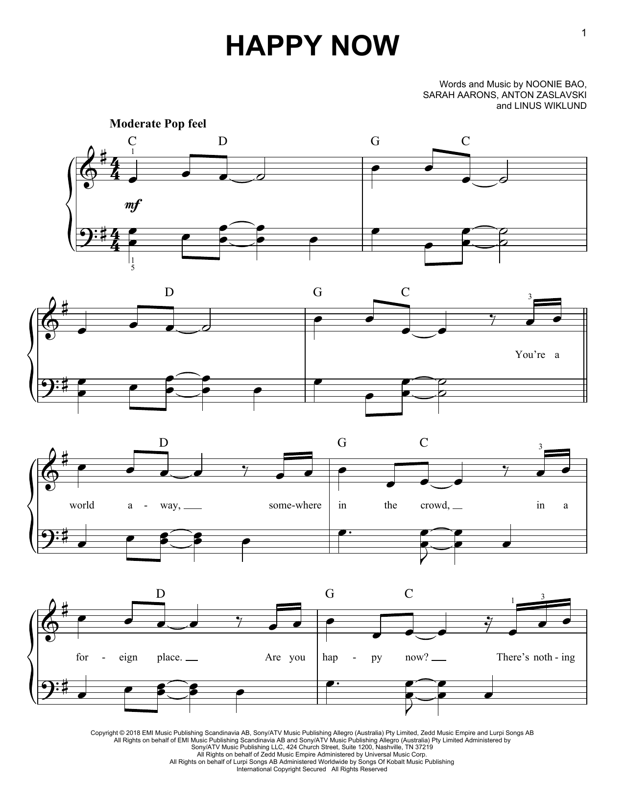 Learn to play Zedd & Elley Duhé Happy Now (feat. Elley Duhé) sheet music for Easy Piano in minutes. Price: 6.9900$ Zedd & Elley Duhé Happy Now (feat. Elley Duhé) sheet music notes and chords arranged for Easy Piano