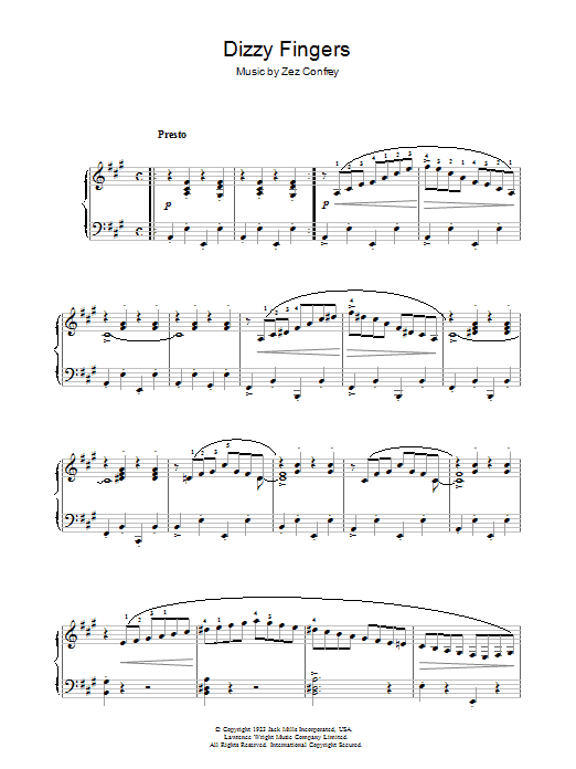 Zez Confrey Dizzy Fingers sheet music notes and chords. Download Printable PDF.