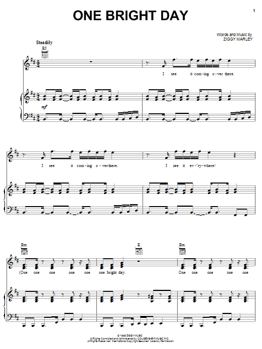 Ziggy Marley One Bright Day sheet music notes and chords. Download Printable PDF.