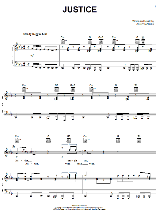 Ziggy Marley Justice sheet music notes and chords. Download Printable PDF.