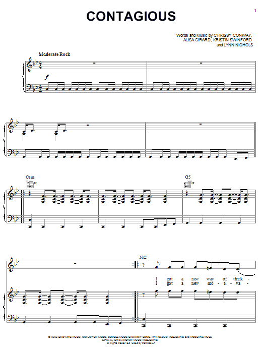 Learn to play ZOEgirl Contagious sheet music for Piano, Vocal & Guitar (Right-Hand Melody) in minutes. Price: 6.9900$ ZOEgirl Contagious sheet music notes and chords. Download Printable PDF.
