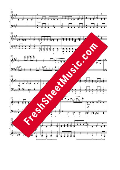 Sample of Queen Bohemian Rhapsody sheet music for easy Piano page 4